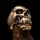 Excellent crafted Men's black 1% Zombie Skull Outlaw Biker Ring - solid Brass - BikeRing4u