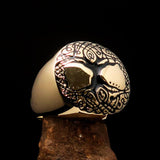 Excellent crafted ancient Men's black Tree of Life Ring - Solid Brass - BikeRing4u