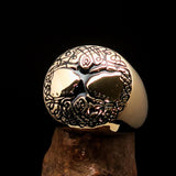 Excellent crafted ancient Men's black Tree of Life Ring - Solid Brass - BikeRing4u