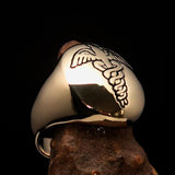 Excellent crafted Men's Medical Doctor Seal Pinky Ring - antiqued Brass - BikeRing4u
