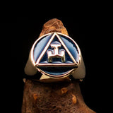 Excellent crafted ancient Men's blue Masonic Pinky Ring - Solid Brass - BikeRing4u