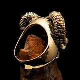 Excellent crafted Men's 1% Ram Skull Outlaw Biker Ring - antiqued Brass - BikeRing4u