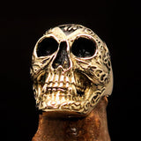 Excellent crafted Men's 1% Runes Skull Outlaw Biker Ring - antiqued Brass - BikeRing4u