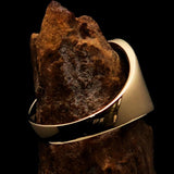 Excellent crafted Men's big blue Egyptian Ankh Cross Ring - solid Brass - BikeRing4u