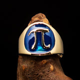 Excellent crafted Men's blue Greek Letter PI Pinky Ring - Solid Brass - BikeRing4u