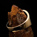 Excellent crafted round Men's blue Treble Clef Pinky Ring - Solid Brass - BikeRing4u