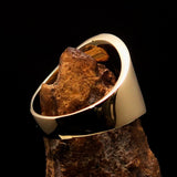 Perfectly crafted ancient Men's blue Labrys double Axe Pinky Ring - Solid Brass - BikeRing4u