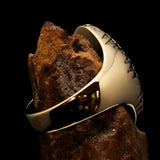 Ancient Christian Monogram Men's Cross Ring blue Chi Rho XP - Solid Brass - BikeRing4u