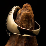 Ancient Christian Monogram Men's Cross Ring blue Chi Rho XP - Solid Brass - BikeRing4u