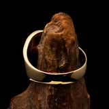 Well made Men's small blue Egyptian Ankh Cross Pinky Ring - solid Brass - BikeRing4u