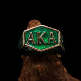 Perfectly crafted " as known as" Synonym Men's Ring green AKA - solid Brass - BikeRing4u