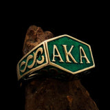 Perfectly crafted " as known as" Synonym Men's Ring green AKA - solid Brass - BikeRing4u