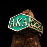 Perfectly crafted " as known as" Synonym Men's Ring green AKA - solid Brass - BikeRing4u