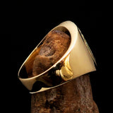 Excellent crafted ancient green Celtic Birgit's Cross Men's Pinky Ring - solid Brass - BikeRing4u