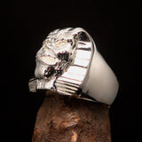 Perfectly crafted Men's Egyptian Pharaoh Sphinx Mummy Ring - shiny Sterling Silver - BikeRing4u