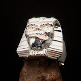 Perfectly crafted Men's Egyptian Pharaoh Sphinx Mummy Ring - shiny Sterling Silver - BikeRing4u