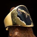 Excellent crafted Men's black National Flag Ring Corsica - solid Brass - BikeRing4u