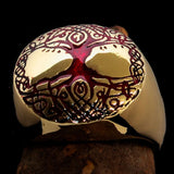 Excellent crafted ancient Men's red Tree of Life Ring - Solid Brass - BikeRing4u