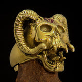 Excellent crafted Men's red 1% Ram Skull Outlaw Biker Ring - Solid Brass - BikeRing4u