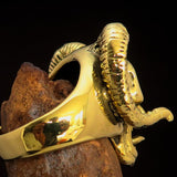 Excellent crafted Men's red 1% Ram Skull Outlaw Biker Ring - Solid Brass - BikeRing4u