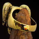 Excellent crafted Men's red 1% Ram Skull Outlaw Biker Ring - Solid Brass - BikeRing4u