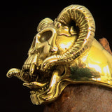 Excellent crafted Men's red 1% Ram Skull Outlaw Biker Ring - Solid Brass - BikeRing4u