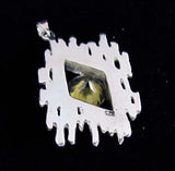 Colgante CZ verde oliva redondo asimétrico abstracto - Plata de ley