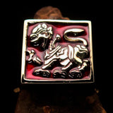 Perfectly crafted Men's red Sinhalese Lion Pinky Ring - Solid Brass - BikeRing4u