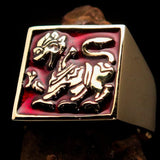 Perfectly crafted Men's red Sinhalese Lion Pinky Ring - Solid Brass - BikeRing4u
