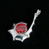 Colgante CZ rojo redondo asimétrico - Plata de ley