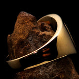 Excellent crafted ancient Celtic Birgit's Cross Men's Pinky Ring - solid shiny Brass - BikeRing4u