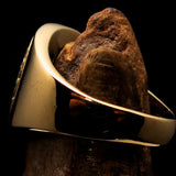 Excellent crafted ancient Celtic Birgit's Cross Men's Pinky Ring - solid shiny Brass - BikeRing4u