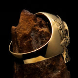 Excellent crafted Men's black 1% Runes Skull Outlaw Biker Ring - solid Brass - BikeRing4u