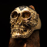 Excellent crafted Men's black 1% Runes Skull Outlaw Biker Ring - solid Brass - BikeRing4u