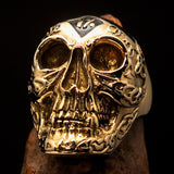 Excellent crafted Men's black 1% Runes Skull Outlaw Biker Ring - solid Brass - BikeRing4u