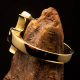 Excellent crafted Men's ornamental Celtic Cross Ring - antiqued Brass - BikeRing4u