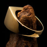 Excellent crafted Men's purple Fleur de Lis Coat of Arms Ring - solid Brass - BikeRing4u