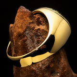 Domed Men's Al Quran ul Kareem Muslim Pinky Ring - antiqued Brass - BikeRing4u