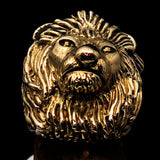 Huge Excellent crafted Men's Male Lion Ring - antiqued Brass - BikeRing4u