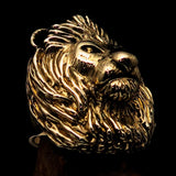 Huge Excellent crafted Men's Male Lion Ring - antiqued Brass - BikeRing4u
