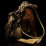 Huge Excellent crafted Men's Male Lion Ring - antiqued Brass - BikeRing4u