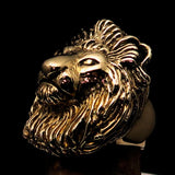 Huge Excellent crafted Men's Male Lion Ring - antiqued Brass - BikeRing4u