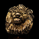Huge Excellent crafted Men's Male Lion Ring - antiqued Brass - BikeRing4u