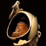 Excellent crafted Men's black 1% Snake Skull Outlaw Biker Ring - solid Brass - BikeRing4u