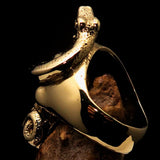 Excellent crafted Men's black 1% Snake Skull Outlaw Biker Ring - solid Brass - BikeRing4u