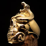 Excellent crafted Men's black 1% Snake Skull Outlaw Biker Ring - solid Brass - BikeRing4u