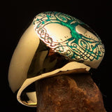 Excellent crafted ancient Men's green Tree of Life Ring - Solid Brass - BikeRing4u