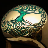 Excellent crafted ancient Men's green Tree of Life Ring - Solid Brass - BikeRing4u