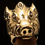 Heavy Excellent crafted Biker Ring Boar Wild Pig - antiqued Brass - BikeRing4u