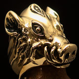 Heavy Excellent crafted Biker Ring Boar Wild Pig - antiqued Brass - BikeRing4u